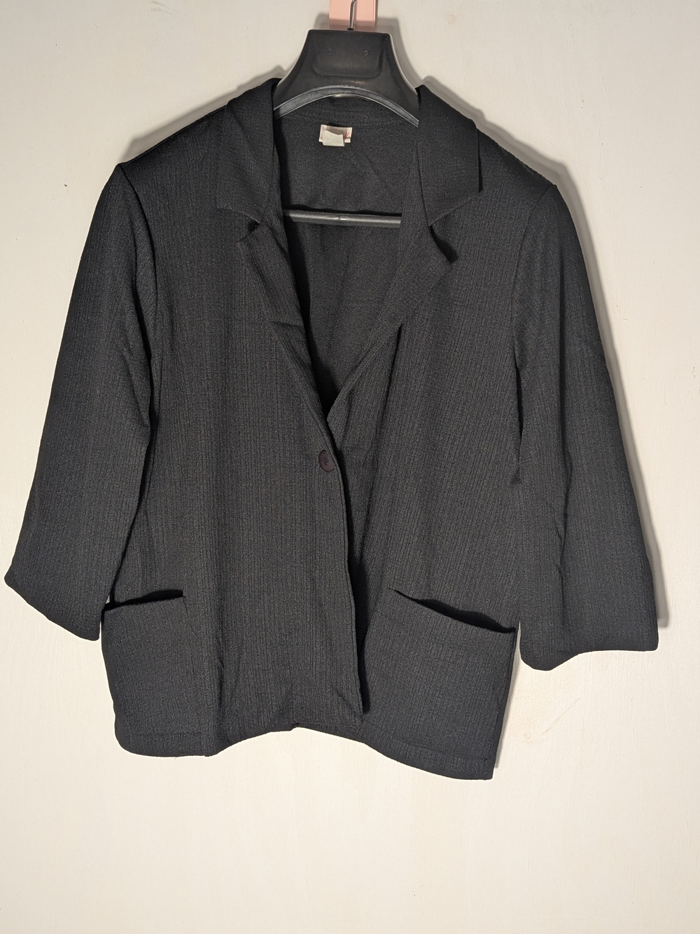 Haband Black Textured Knit Blazer Jacket Made in USA Vintage Casual Size 3XL